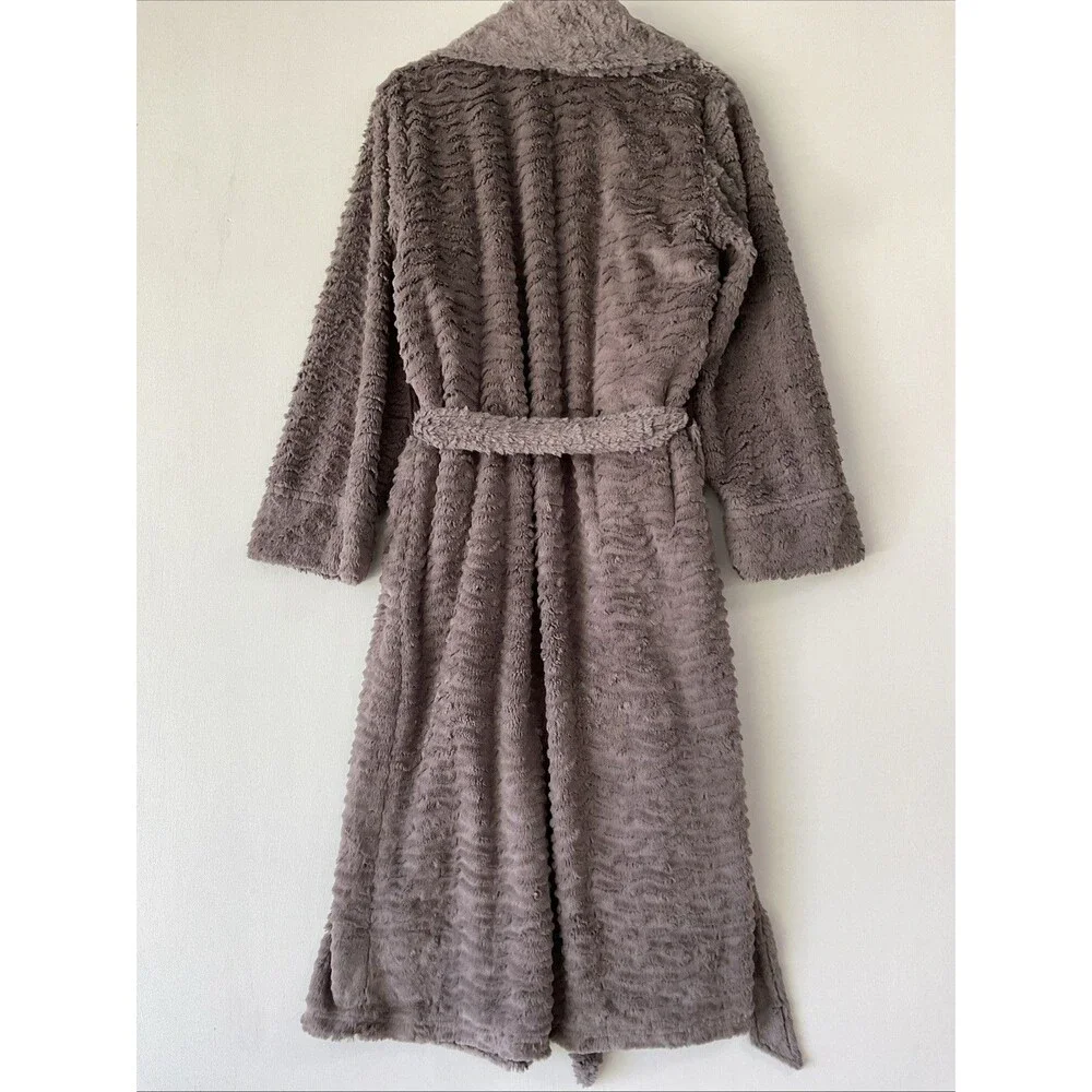 Soma Womens Luxe Plush Robe S/M Chocolate Brown Belt Pockets Bathrobe Cozy